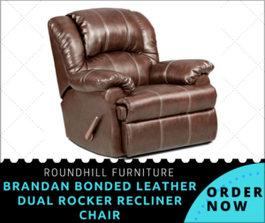 Roundhill Brandan Bonded Leather Dual Rocker Best Leather Recliner Chair